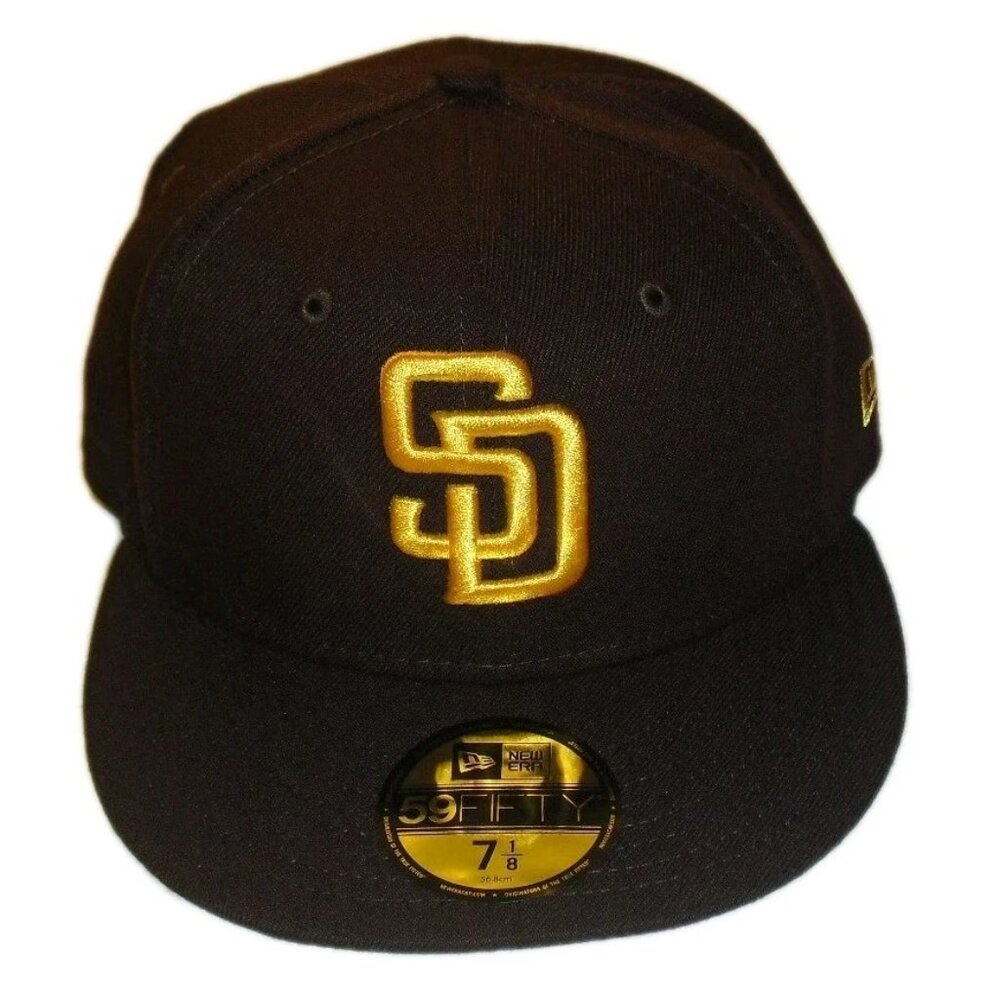 San Diego Padres Mens New Era 59 Fifty Brown Fitted hat cap sz. 7 1/8 New Mlb